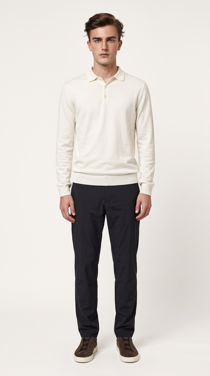 MERINO WOOLBLEND POLO | CREME