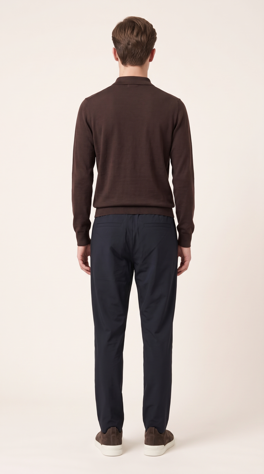 MERINO WOOLBLEND POLO | BROWN