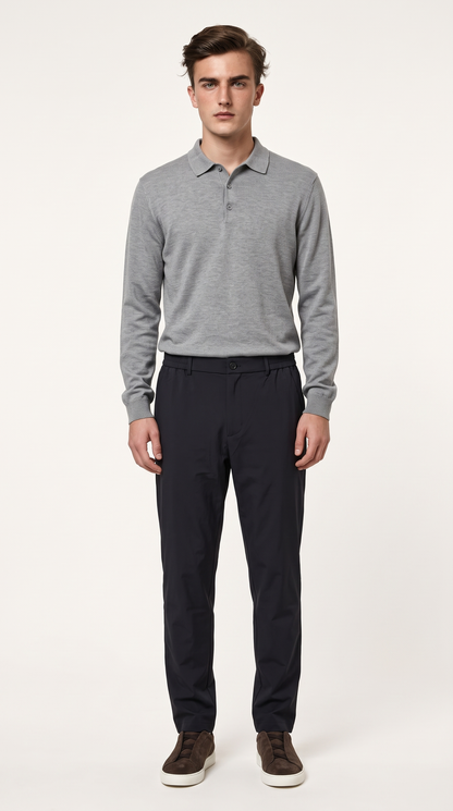 MERINO WOOLBLEND POLO | GREY