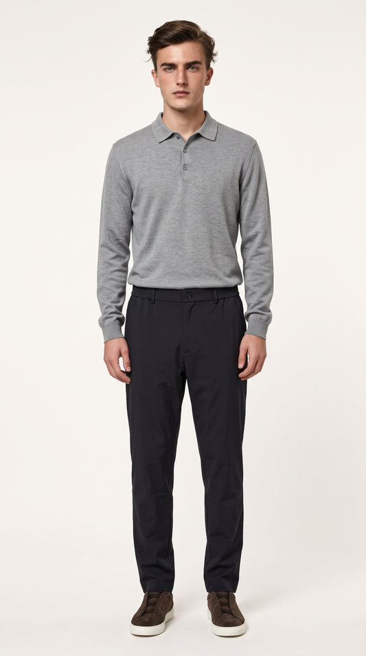 MERINO WOOLBLEND POLO | GREY