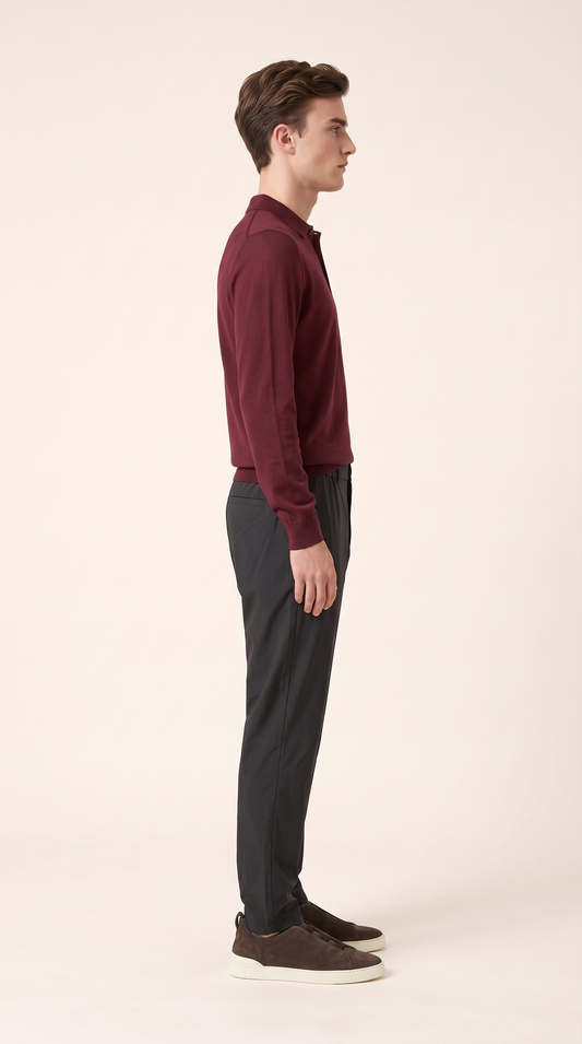 MERINO WOOLBLEND POLO | ANCORA RED