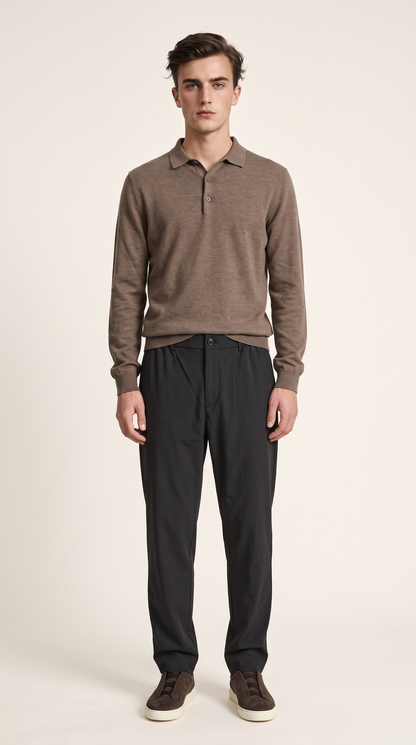 MERINO WOOLBLEND POLO | TAUPE