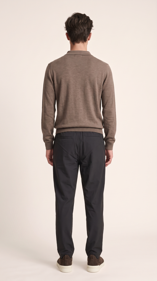 MERINO WOOLBLEND POLO | TAUPE