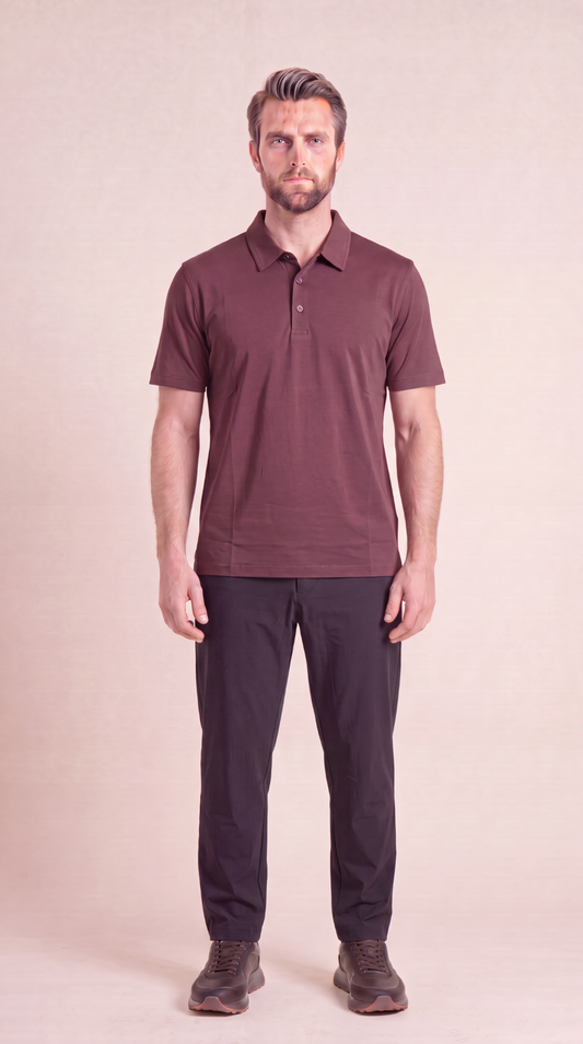 INTERLOCK SUPIMA POLO | WINE RED